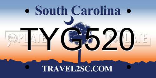 TYG520 South Carolina License Plate