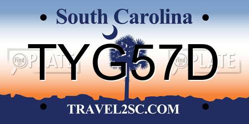TYG57D South Carolina License Plate