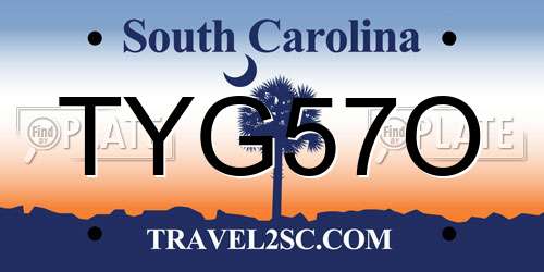 TYG57O South Carolina License Plate
