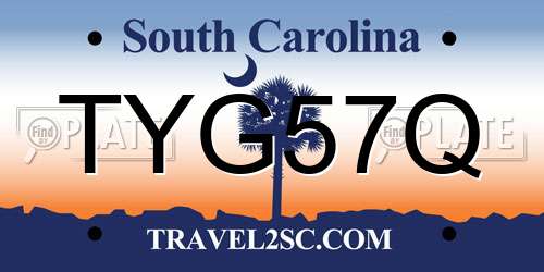 TYG57Q South Carolina License Plate
