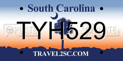 TYH529 South Carolina License Plate