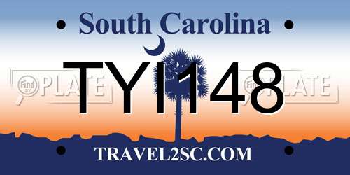 TYI148 South Carolina License Plate