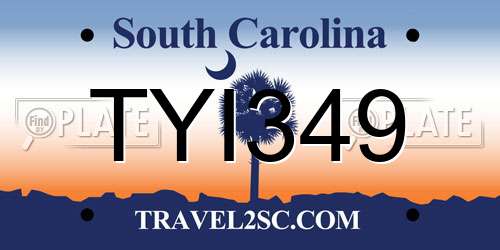 TYI349 South Carolina License Plate