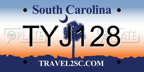 TYJ128 South Carolina License Plate