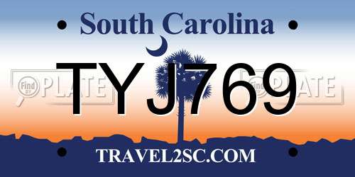 TYJ769 South Carolina License Plate