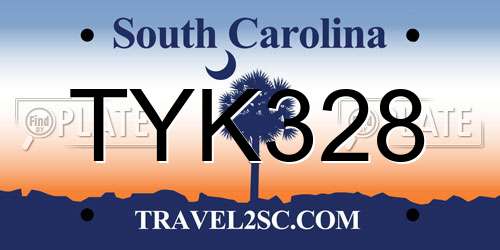 TYK328 South Carolina License Plate