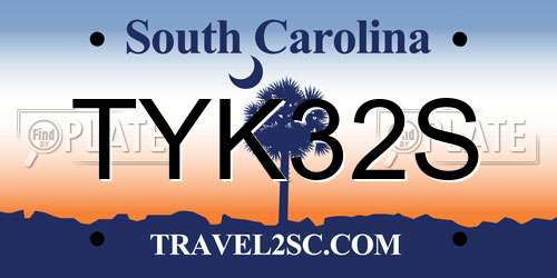 TYK32S South Carolina License Plate