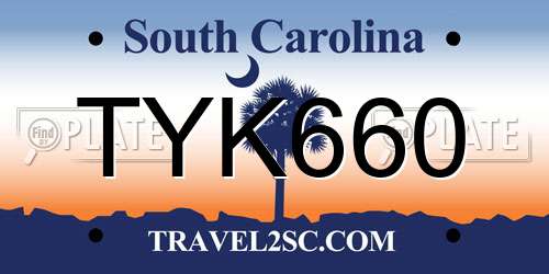 TYK660 South Carolina License Plate