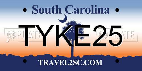 TYKE25 South Carolina License Plate