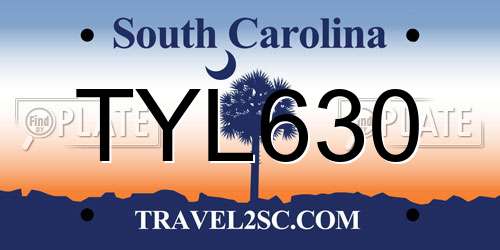 TYL630 South Carolina License Plate