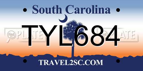 TYL684 South Carolina License Plate