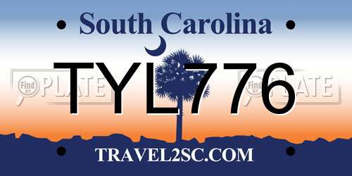 TYL776 South Carolina License Plate