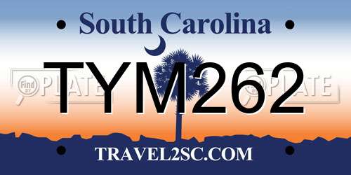TYM262 South Carolina License Plate