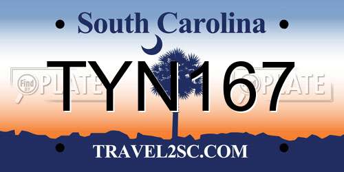 TYN167 South Carolina License Plate