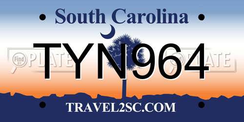 TYN964 South Carolina License Plate
