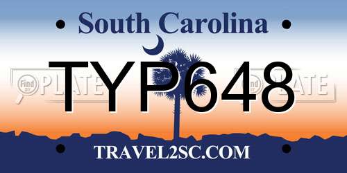 TYP648 South Carolina License Plate
