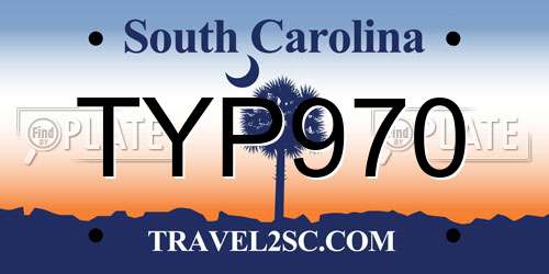 TYP970 South Carolina License Plate