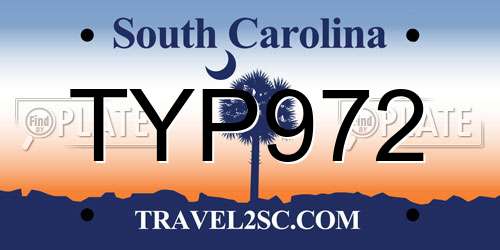 TYP972 South Carolina License Plate