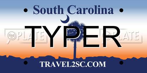 TYPER South Carolina License Plate