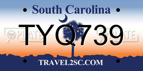 TYQ739 South Carolina License Plate