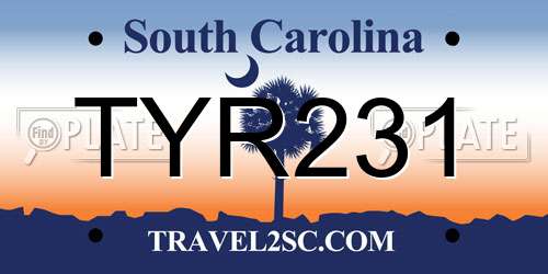 TYR231 South Carolina License Plate