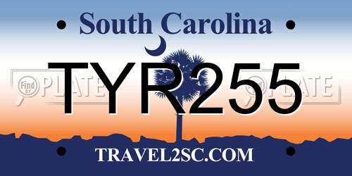 TYR255 South Carolina License Plate