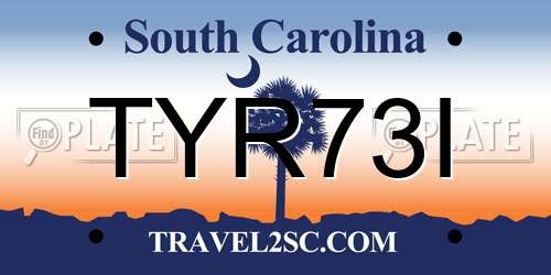 TYR73I South Carolina License Plate