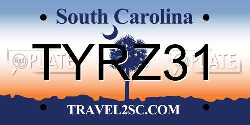 TYRZ31 South Carolina License Plate