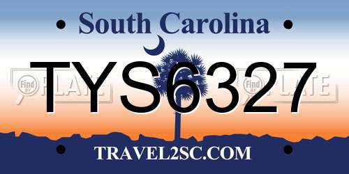 TYS6327 South Carolina License Plate