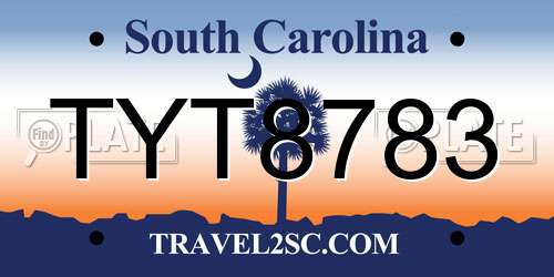 TYT8783 South Carolina License Plate