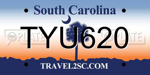 TYU620 South Carolina License Plate