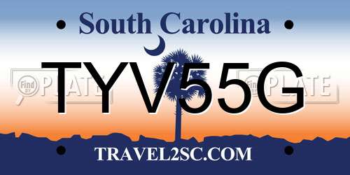 TYV55G South Carolina License Plate