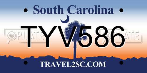 TYV586 South Carolina License Plate