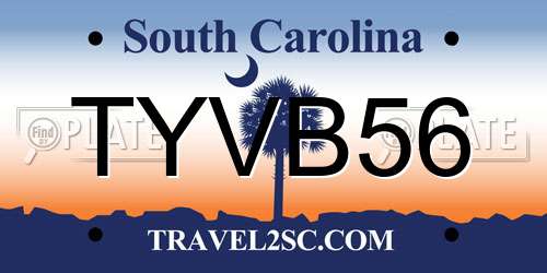 TYVB56 South Carolina License Plate