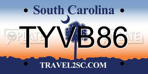 TYVB86 South Carolina License Plate