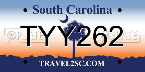 TYY262 South Carolina License Plate