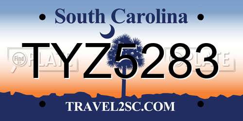 TYZ5283 South Carolina License Plate