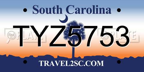 TYZ5753 South Carolina License Plate