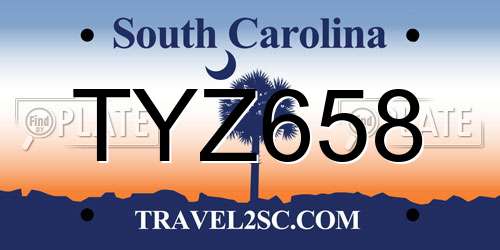 TYZ658 South Carolina License Plate