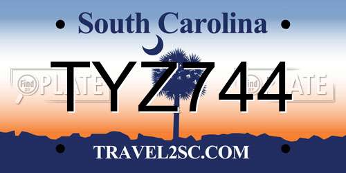 TYZ744 South Carolina License Plate