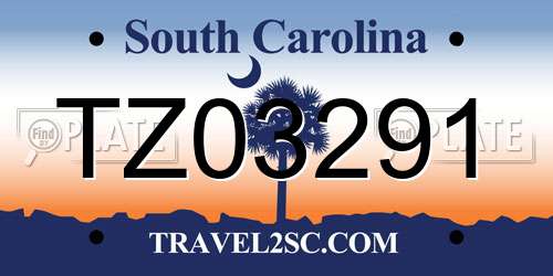 TZ03291 South Carolina License Plate