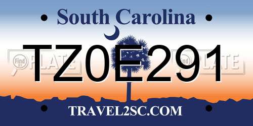 TZ0E291 South Carolina License Plate