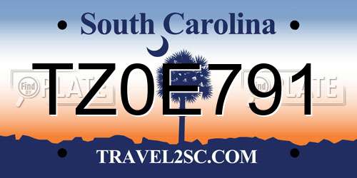 TZ0E791 South Carolina License Plate