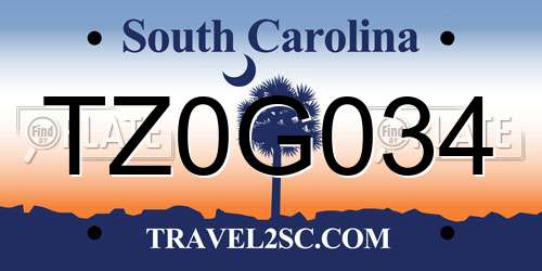 TZ0G034 South Carolina License Plate