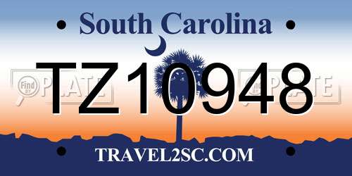 TZ10948 South Carolina License Plate