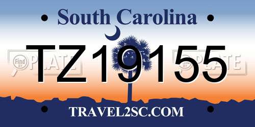 TZ19155 South Carolina License Plate