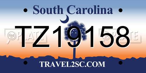 TZ19158 South Carolina License Plate