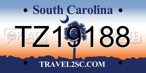 TZ19188 South Carolina License Plate
