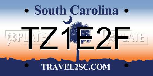 TZ1E2F South Carolina License Plate