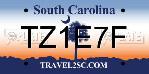 TZ1E7F South Carolina License Plate